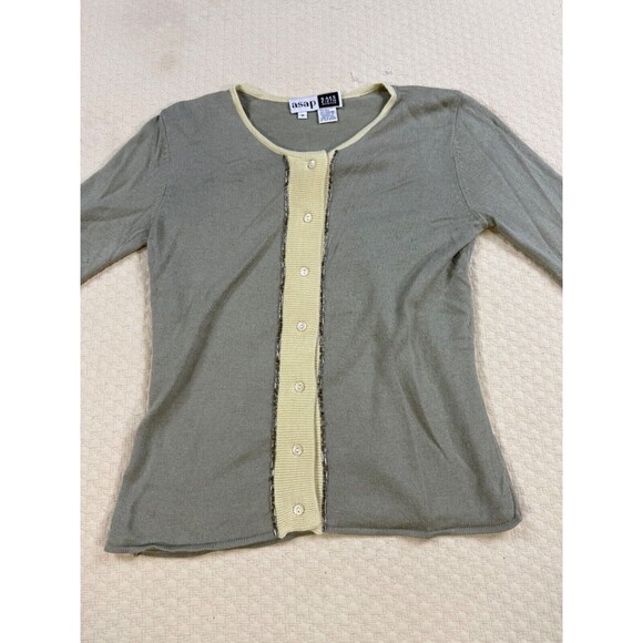 Saks Fifth Avenue Cashmere Blend Sweater Coquette | Green | Womens Medium - Picture 3 of 13